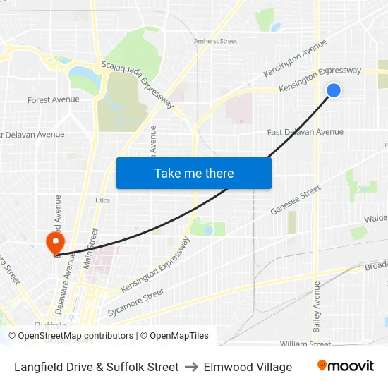 Langfield Drive & Suffolk Street to Elmwood Village map