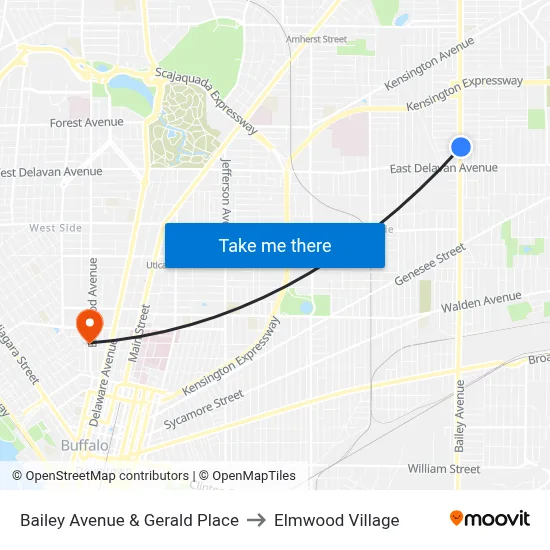 Bailey Avenue & Gerald Place to Elmwood Village map