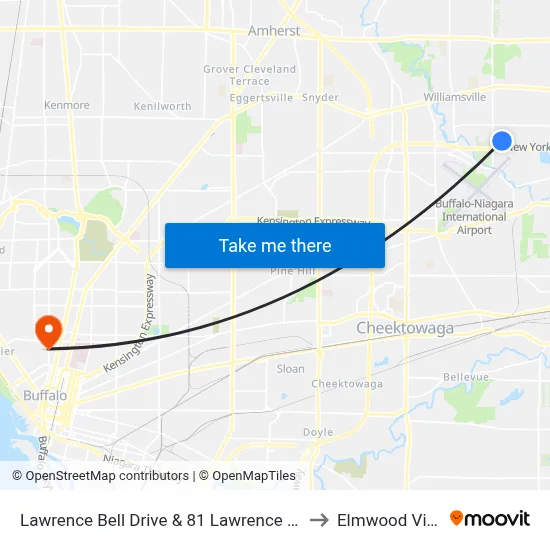 Lawrence Bell Drive & 81 Lawrence Bell Drive to Elmwood Village map