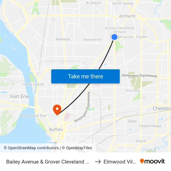 Bailey Avenue & Grover Cleveland Highway to Elmwood Village map