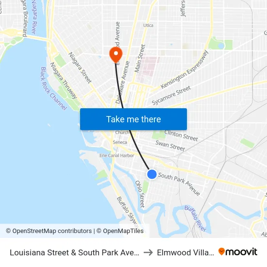 Louisiana Street & South Park Avenue to Elmwood Village map