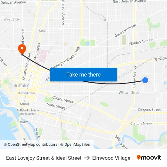 East Lovejoy Street & Ideal Street to Elmwood Village map