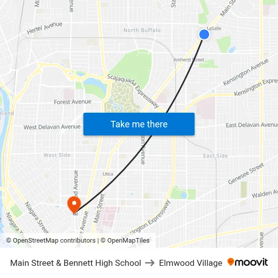 Main Street & Bennett High School to Elmwood Village map