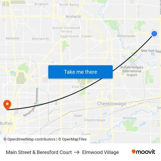 Main Street & Beresford Court to Elmwood Village map