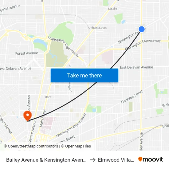 Bailey Avenue & Kensington Avenue to Elmwood Village map