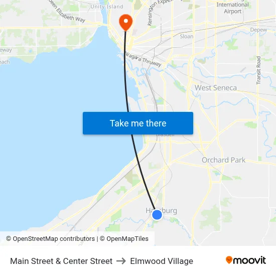 Main Street & Center Street to Elmwood Village map