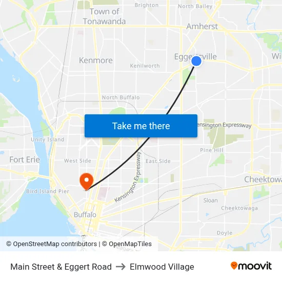Main Street & Eggert Road to Elmwood Village map