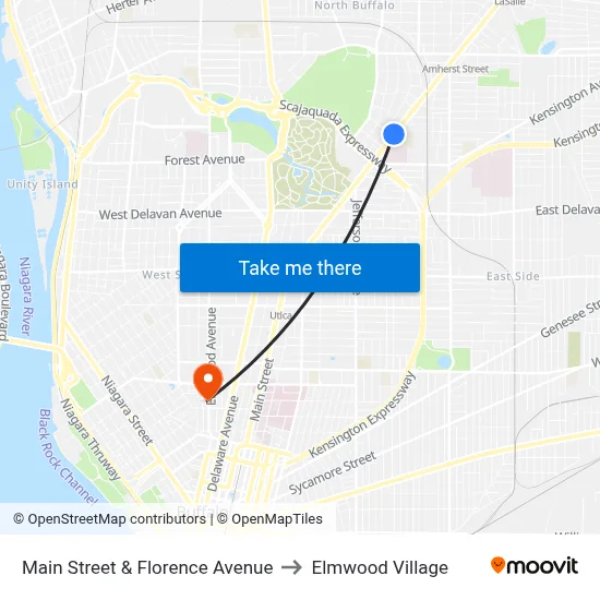 Main Street & Florence Avenue to Elmwood Village map