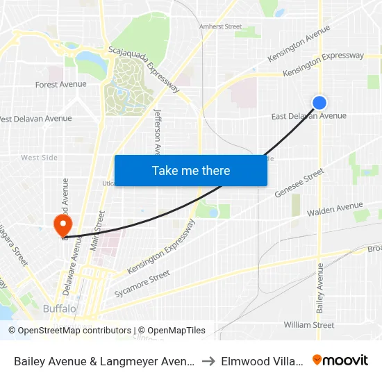 Bailey Avenue & Langmeyer Avenue to Elmwood Village map