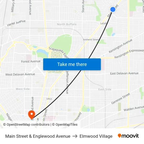 Main Street & Englewood Avenue to Elmwood Village map