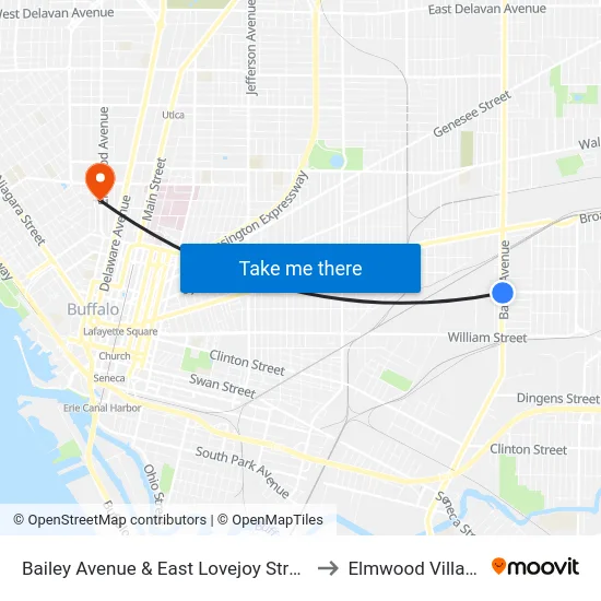 Bailey Avenue & East Lovejoy Street to Elmwood Village map
