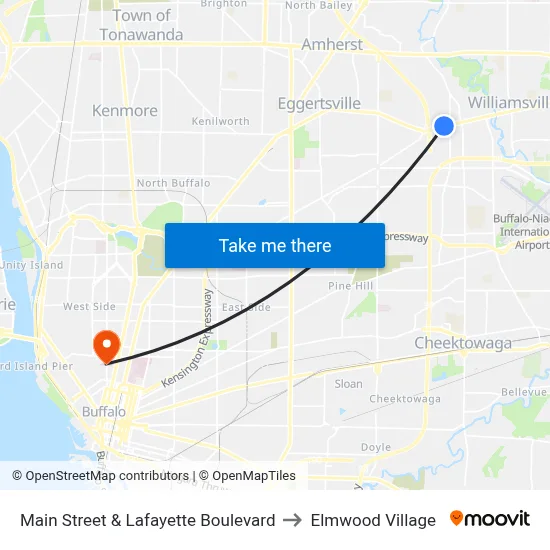 Main Street & Lafayette Boulevard to Elmwood Village map