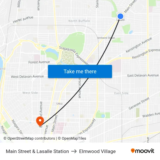 Main Street & Lasalle Station to Elmwood Village map