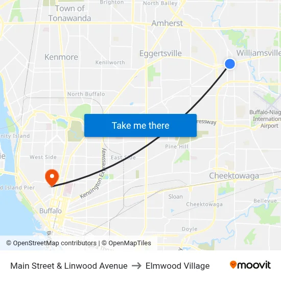 Main Street & Linwood Avenue to Elmwood Village map