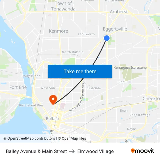 Bailey Avenue & Main Street to Elmwood Village map