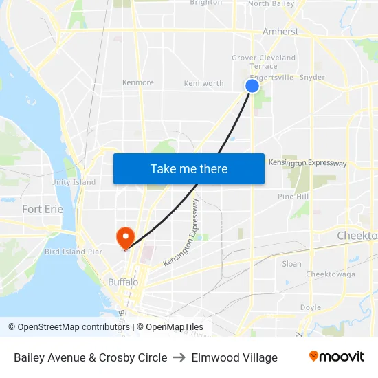 Bailey Avenue & Crosby Circle to Elmwood Village map