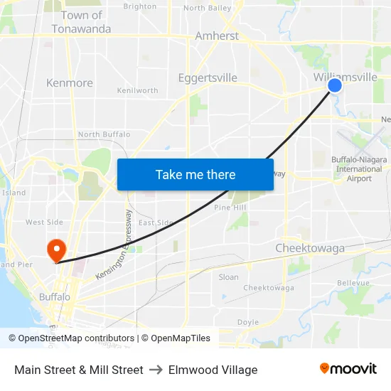 Main Street & Mill Street to Elmwood Village map