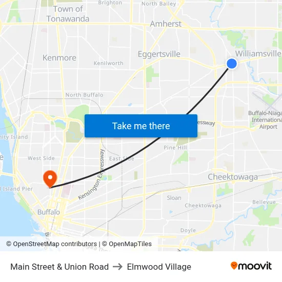 Main Street & Union Road to Elmwood Village map