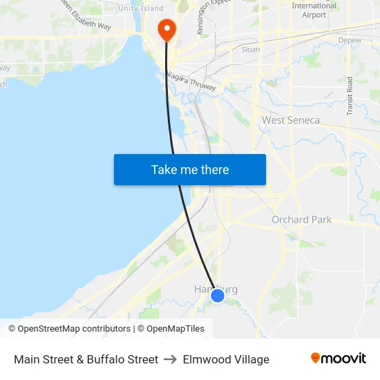 Main Street & Buffalo Street to Elmwood Village map
