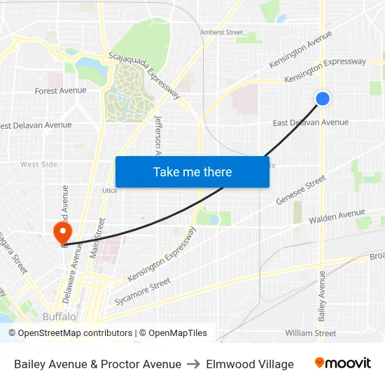Bailey Avenue & Proctor Avenue to Elmwood Village map