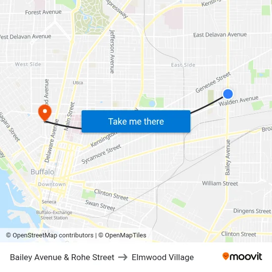 Bailey Avenue & Rohe Street to Elmwood Village map