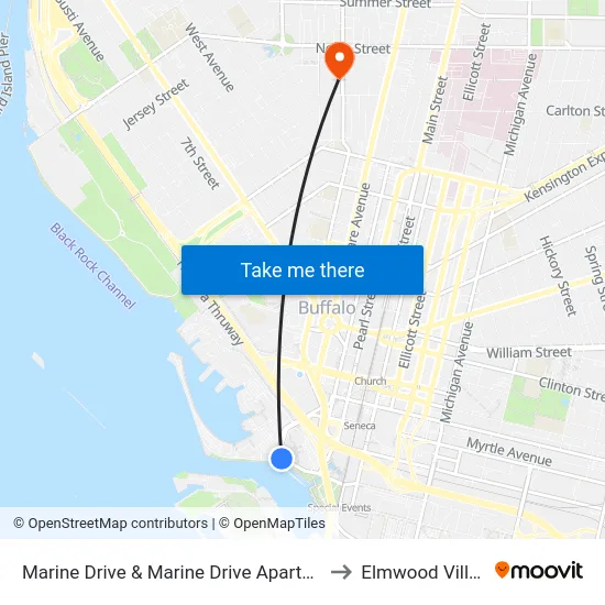 Marine Drive & Marine Drive Apartments to Elmwood Village map