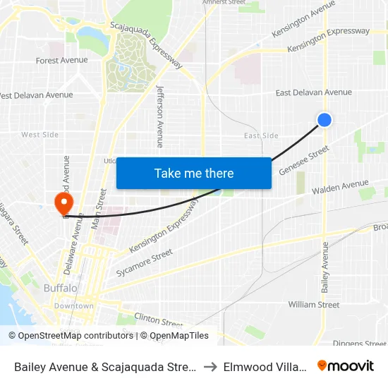 Bailey Avenue & Scajaquada Street to Elmwood Village map