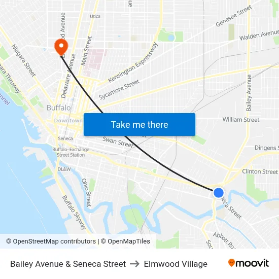 Bailey Avenue & Seneca Street to Elmwood Village map