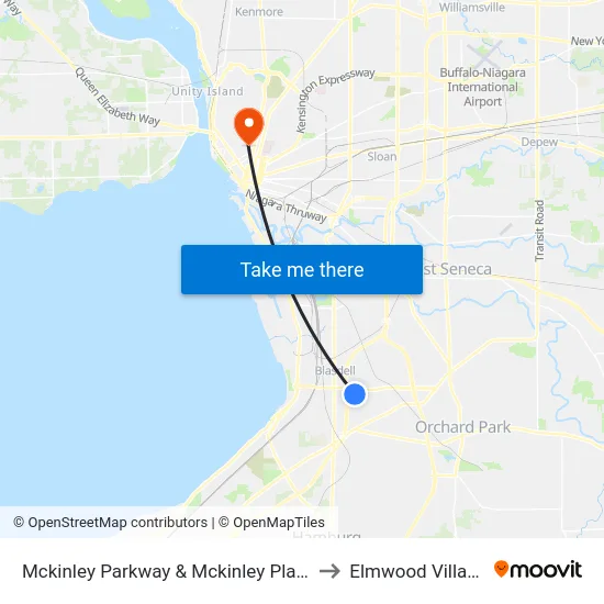 Mckinley Parkway & Mckinley Plaza to Elmwood Village map