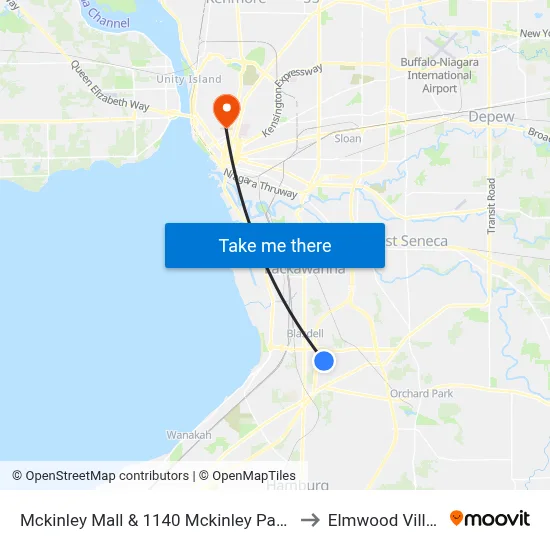Mckinley Mall & 1140 Mckinley Parkway to Elmwood Village map