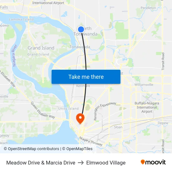 Meadow Drive & Marcia Drive to Elmwood Village map