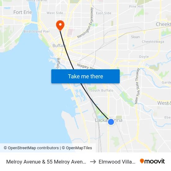 Melroy Avenue & 55 Melroy Avenue to Elmwood Village map