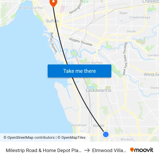 Milestrip Road & Home Depot Plaza to Elmwood Village map
