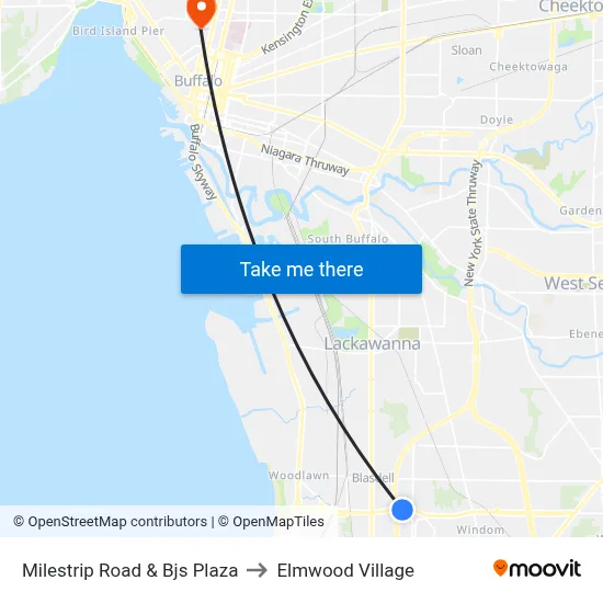 Milestrip Road & Bjs Plaza to Elmwood Village map