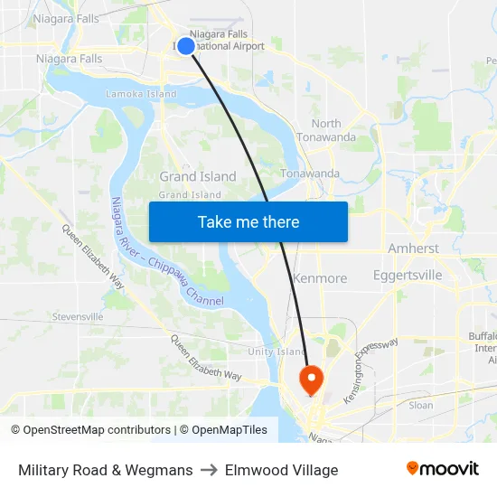 Military Road & Wegmans to Elmwood Village map