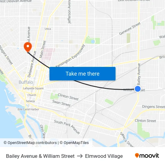 Bailey Avenue & William Street to Elmwood Village map