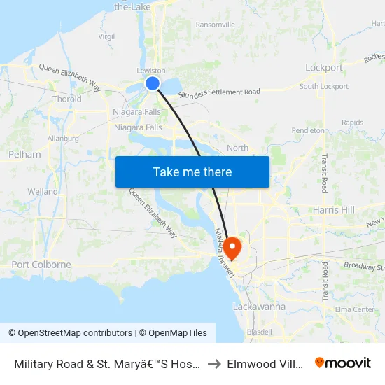Military Road & St. Maryâ€™S Hospital to Elmwood Village map
