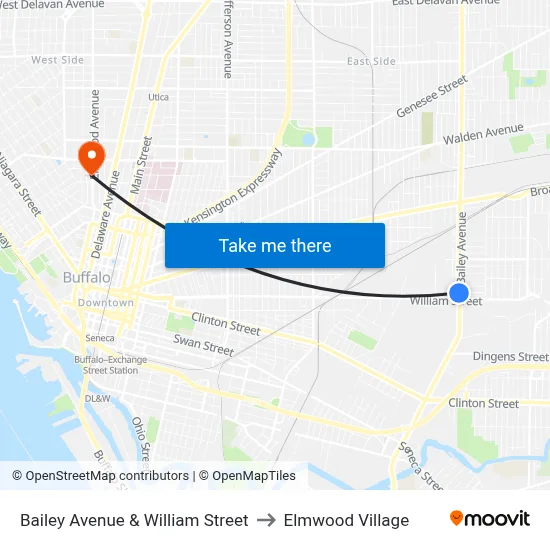 Bailey Avenue & William Street to Elmwood Village map