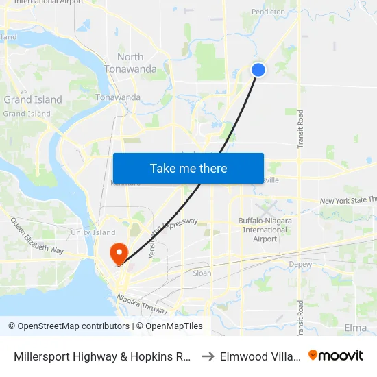 Millersport Highway & Hopkins Road to Elmwood Village map