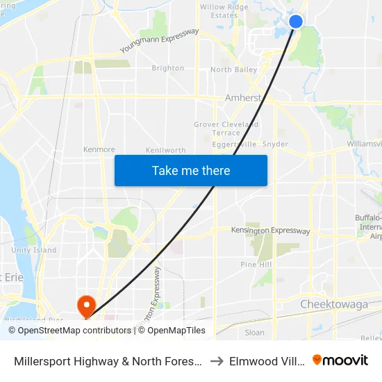 Millersport Highway & North Forest Road to Elmwood Village map