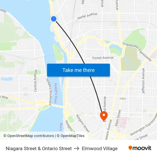 Niagara Street & Ontario Street to Elmwood Village map