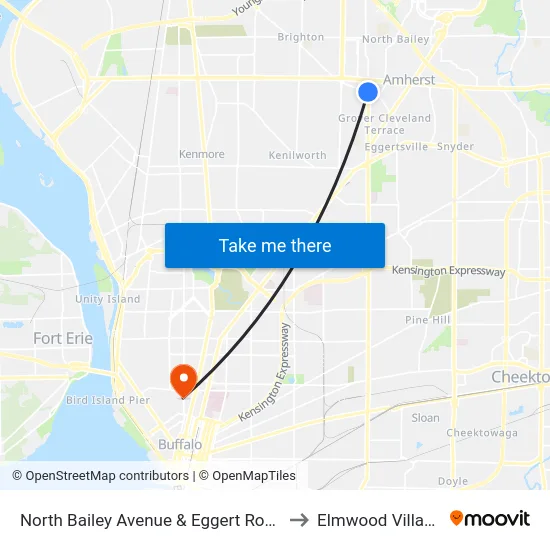 North Bailey Avenue & Eggert Road to Elmwood Village map