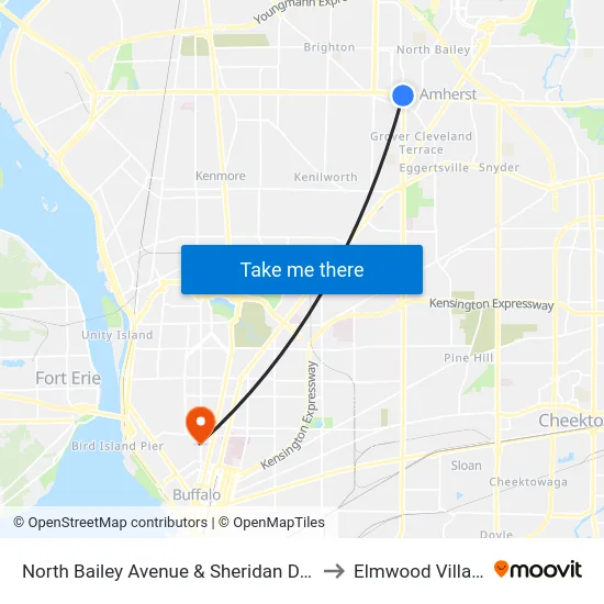 North Bailey Avenue & Sheridan Drive to Elmwood Village map