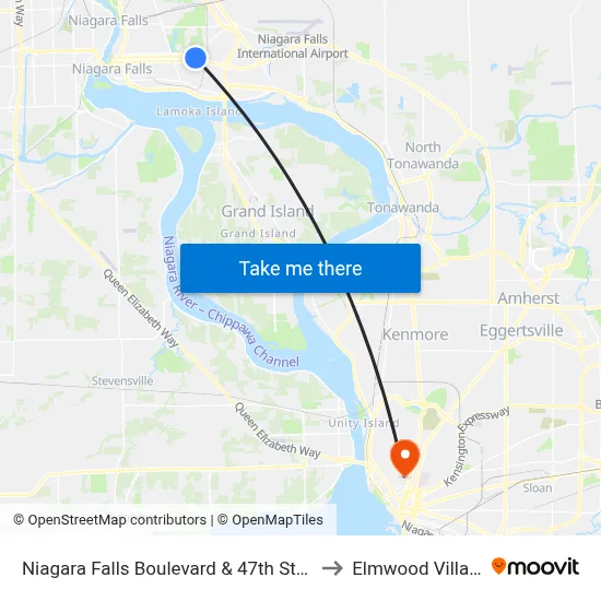 Niagara Falls Boulevard & 47th Street to Elmwood Village map