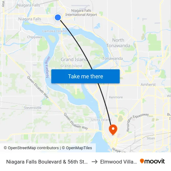 Niagara Falls Boulevard & 56th Street to Elmwood Village map