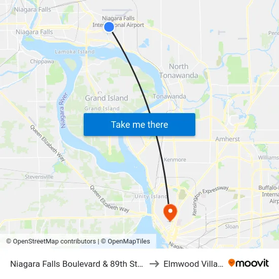 Niagara Falls Boulevard & 89th Street to Elmwood Village map