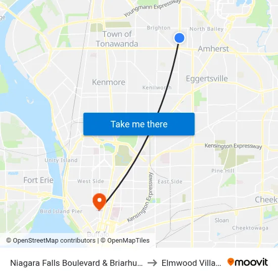 Niagara Falls Boulevard & Briarhurst to Elmwood Village map