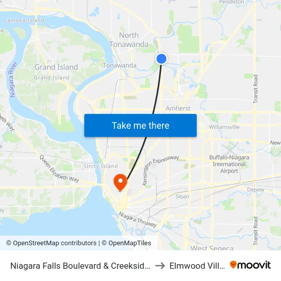 Niagara Falls Boulevard & Creekside Drive to Elmwood Village map