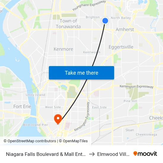 Niagara Falls Boulevard & Mall Entrance to Elmwood Village map
