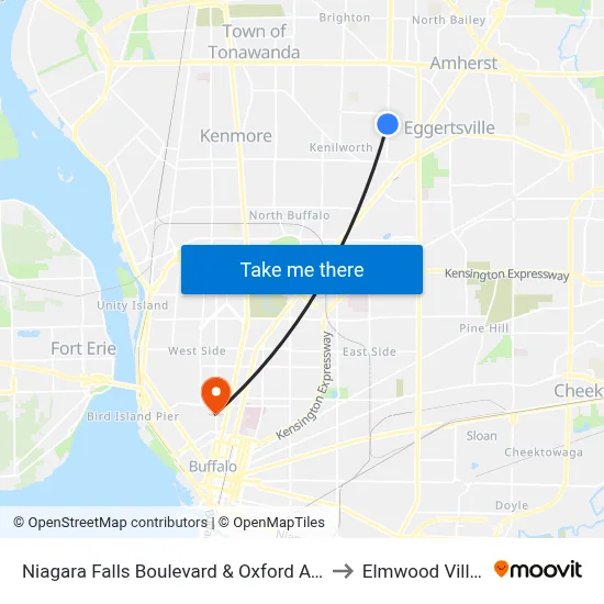 Niagara Falls Boulevard & Oxford Avenue to Elmwood Village map